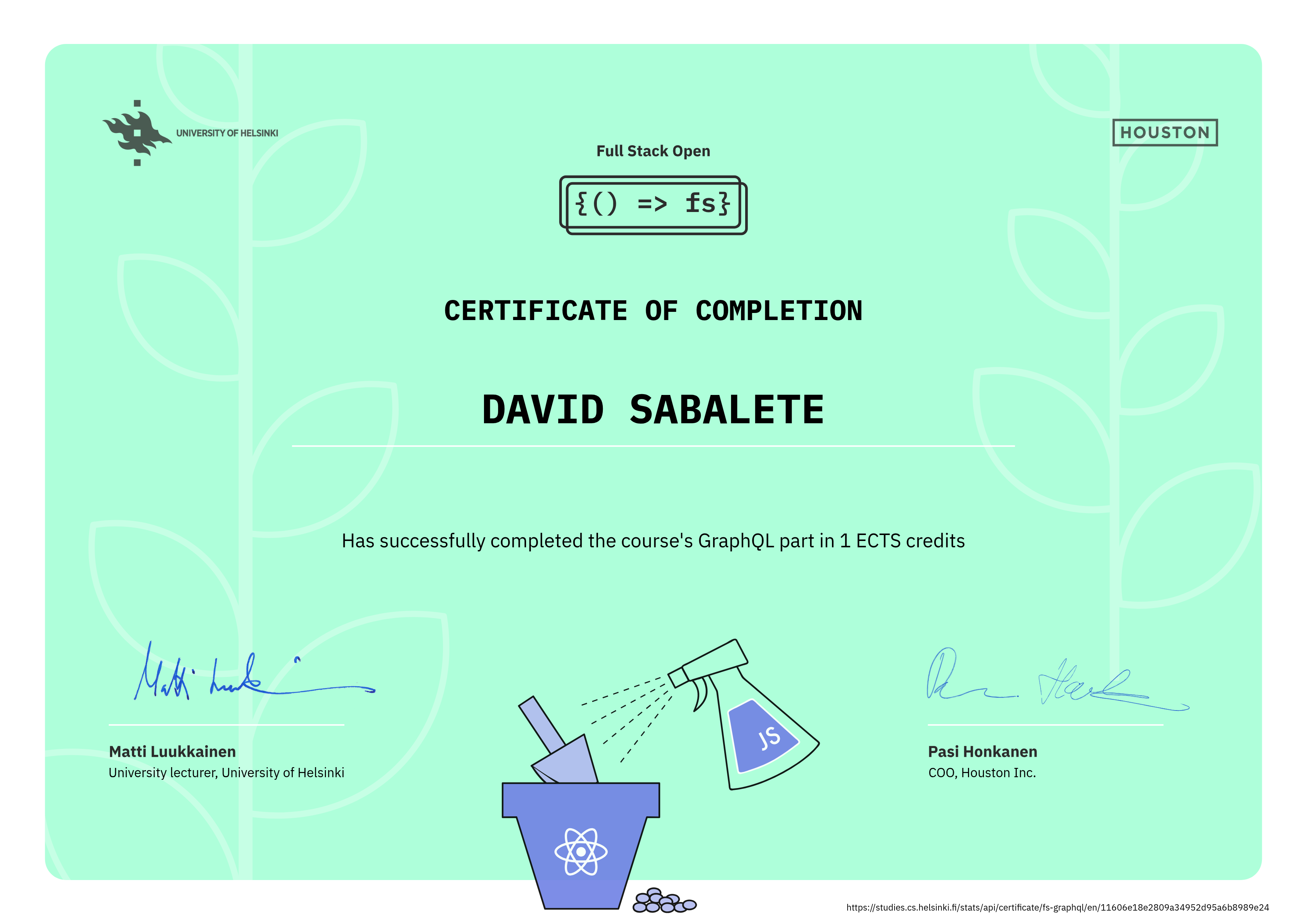 Certificate of Completion - Graphql