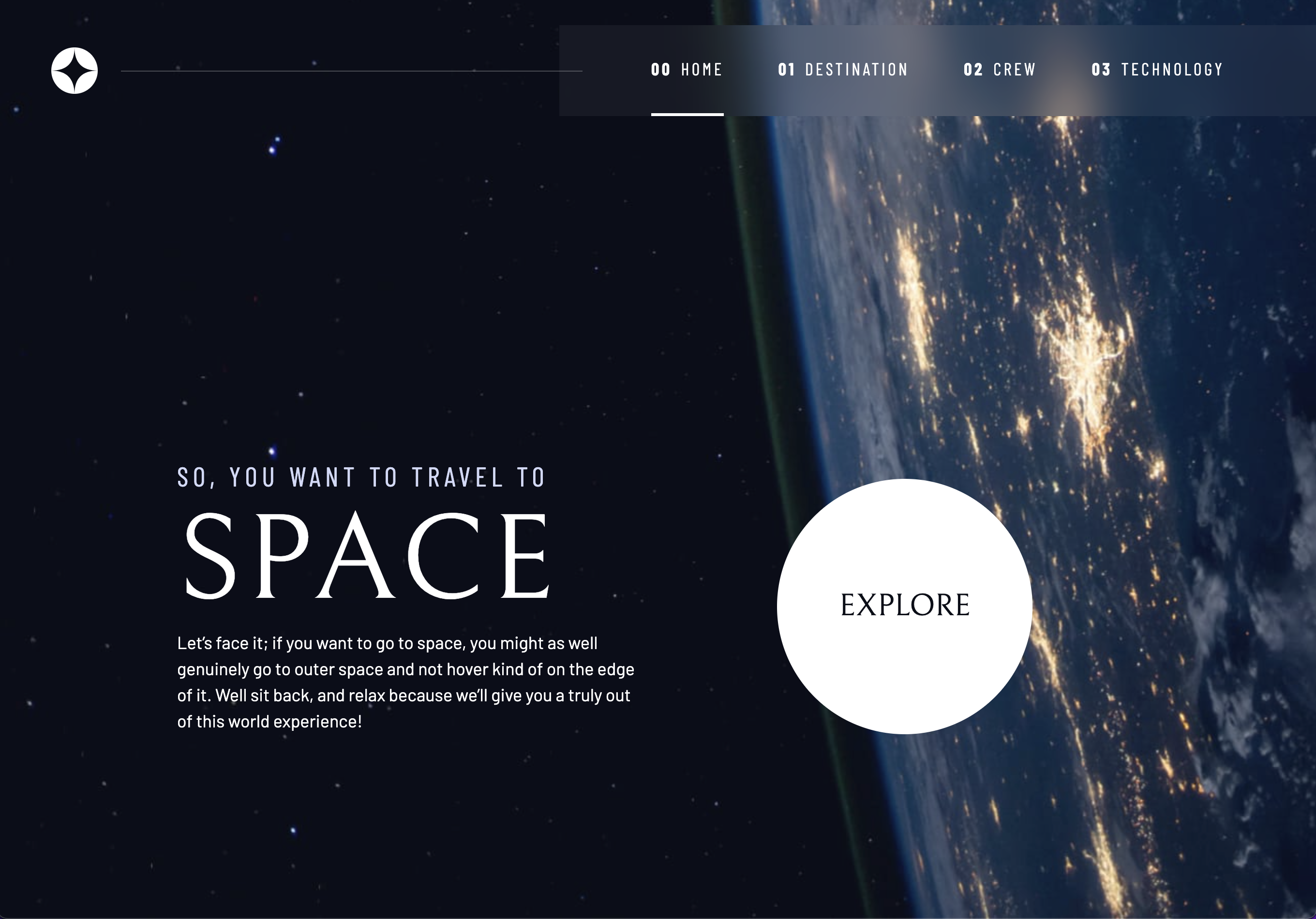 Space tourism homepage picture
